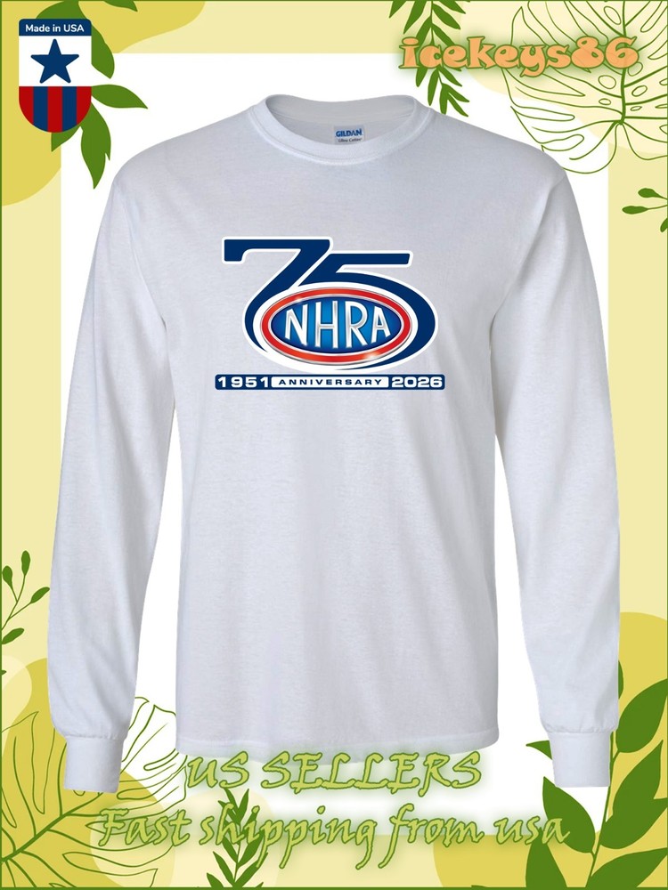 New Tee NHRA 75th Anniversary Logo Men’s Long Sleeve T-Shirt American T-Shirt