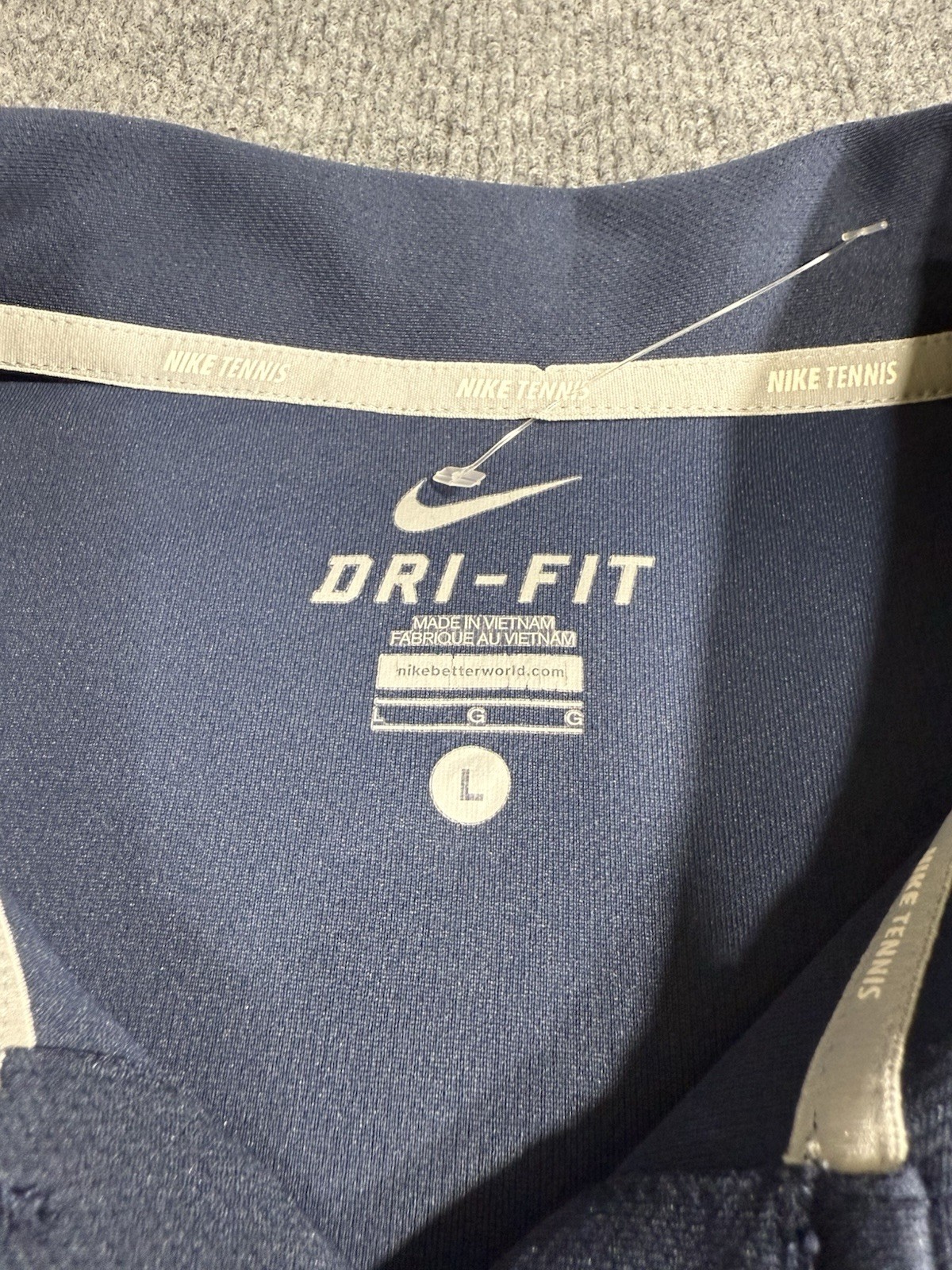 Nike Tennis Dri-FIT Polo Shirt Mens Large Blue Athletic Performance Golf gallery