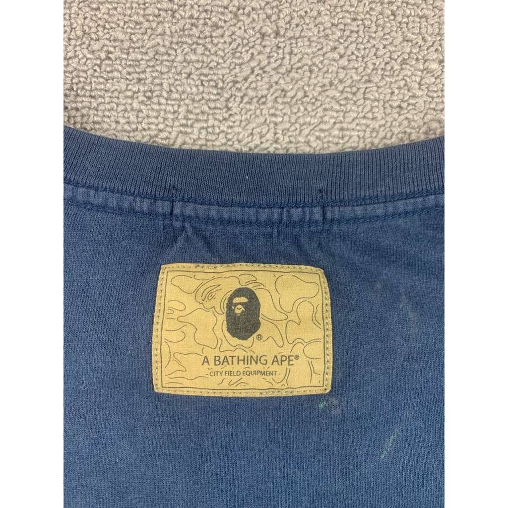 A Bathing Ape Long Sleeve T Shirt Men XL Navy Chest Logo Patch Tag Streetwear gallery