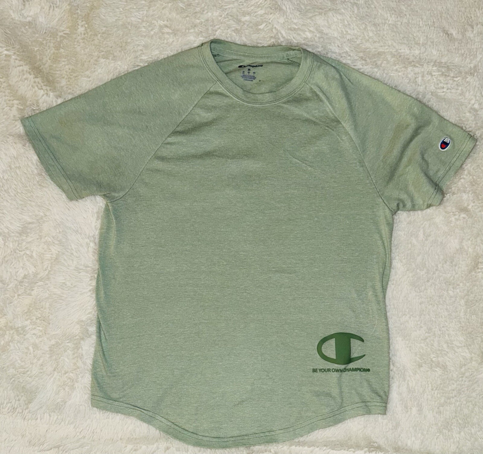 Champion T-Shirt Men’s Medium Green Solid Be your Own Champion Pullover Logo