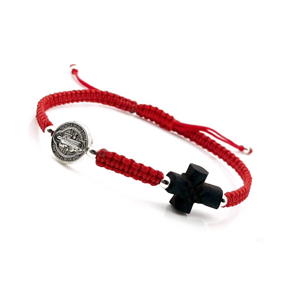 St Benedict Medal Adjustable Red String Protection Bracelet for Mens Pulsera …
