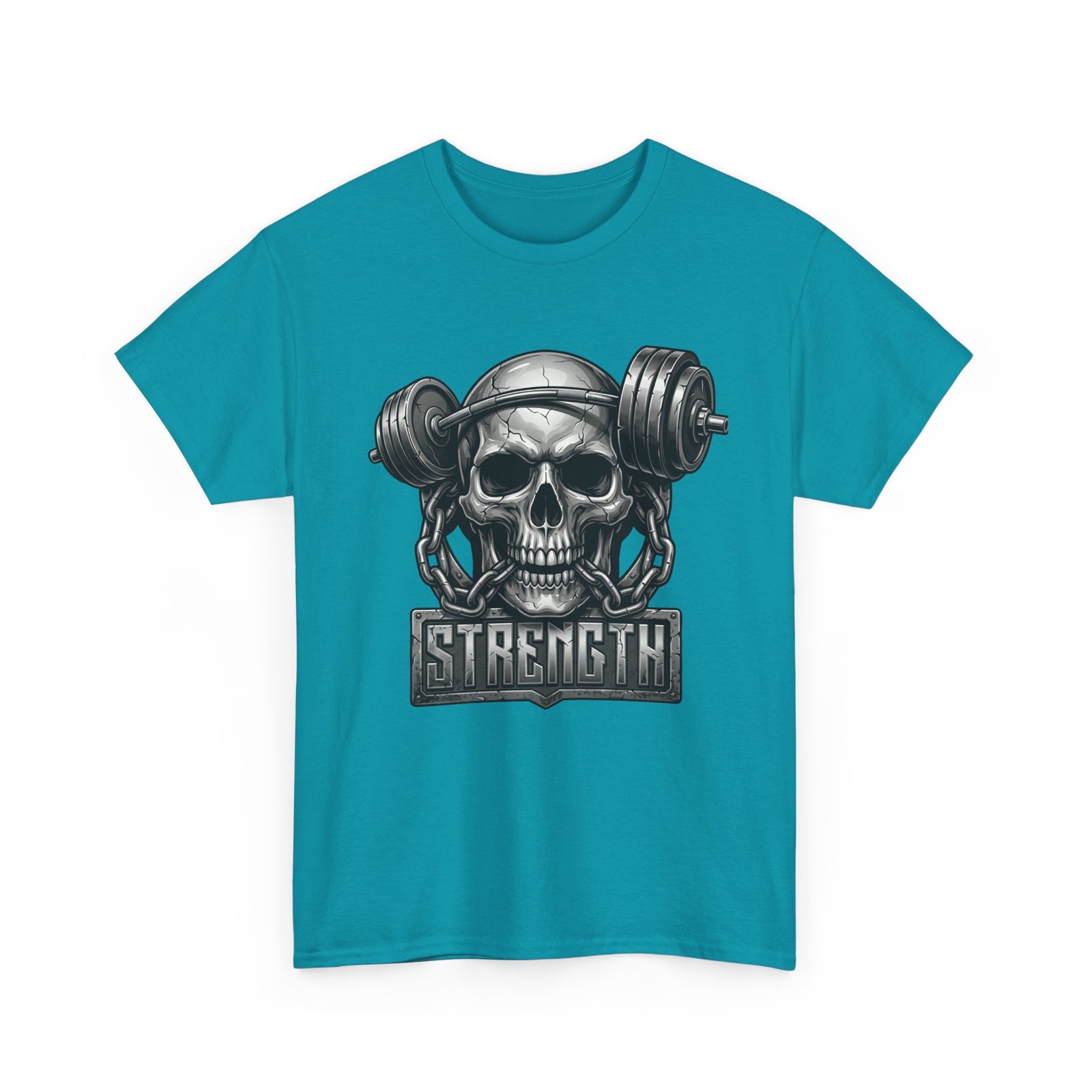 Skull Weightlifting Gym Fitness Workout Strength Men's T-Shirt USA New Gift Tee gallery