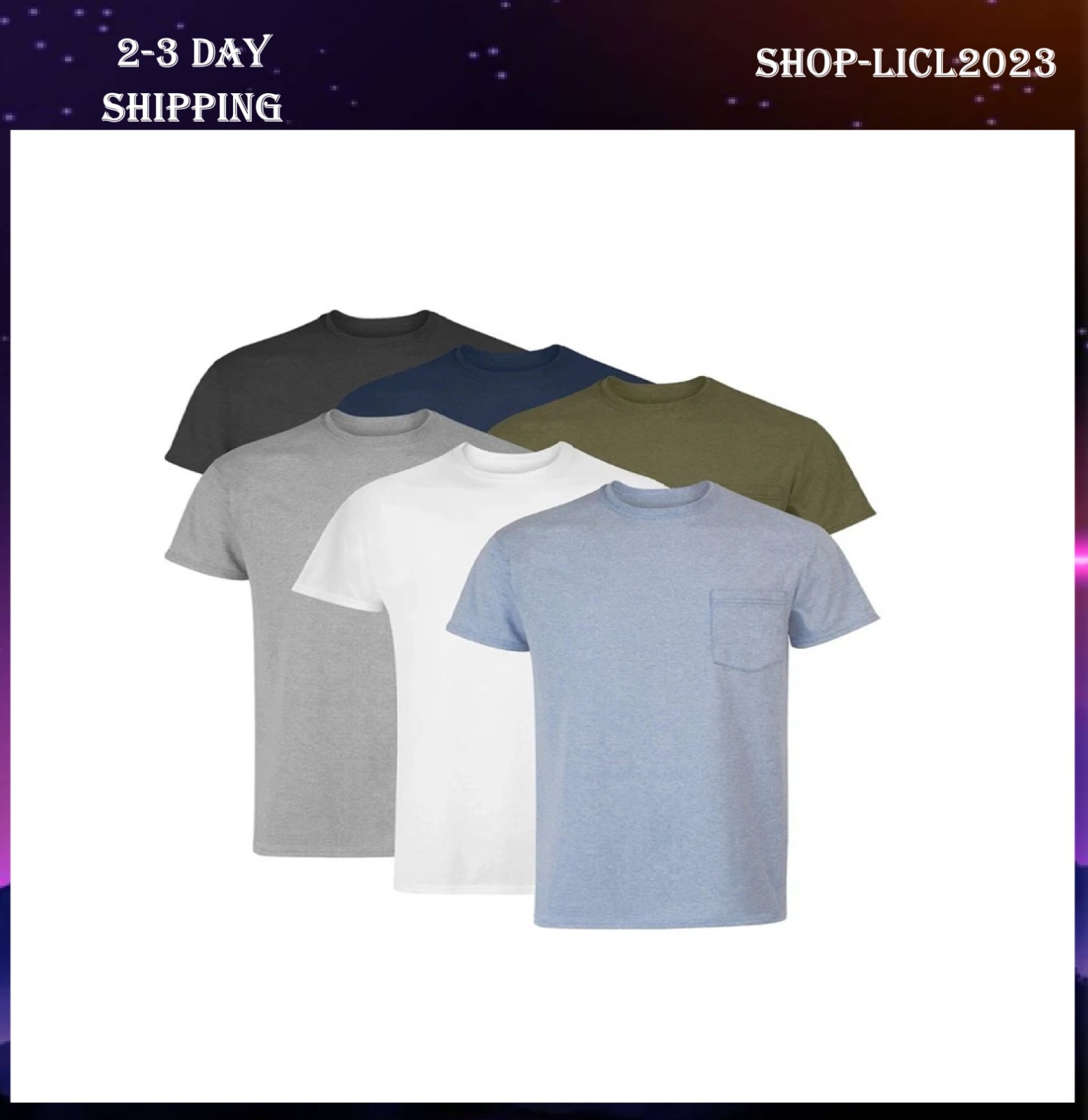 Hanes 6-Pack Pocket Tee Men’s T-Shirt Soft and Breathable Assorted