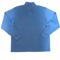 LL Bean Mens Blue Turtle Neck Long Sleeve Shirt Cotton Blend Size L minimalist