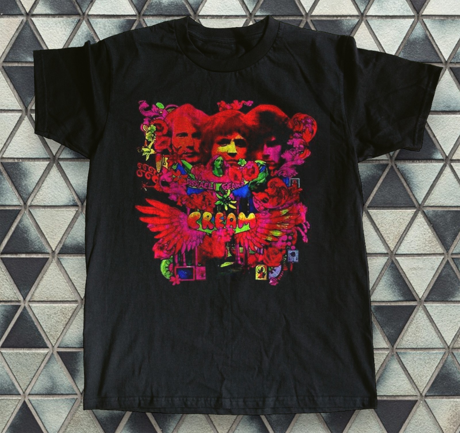 Cream Disraeli Gears Album, Heavy Cotton Black Unisex T-shirt Size S-5XL