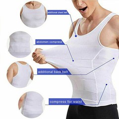 Men Slimming Body Shaper Vest Chest Compression Moobs T-Shirt Tank Top Workout