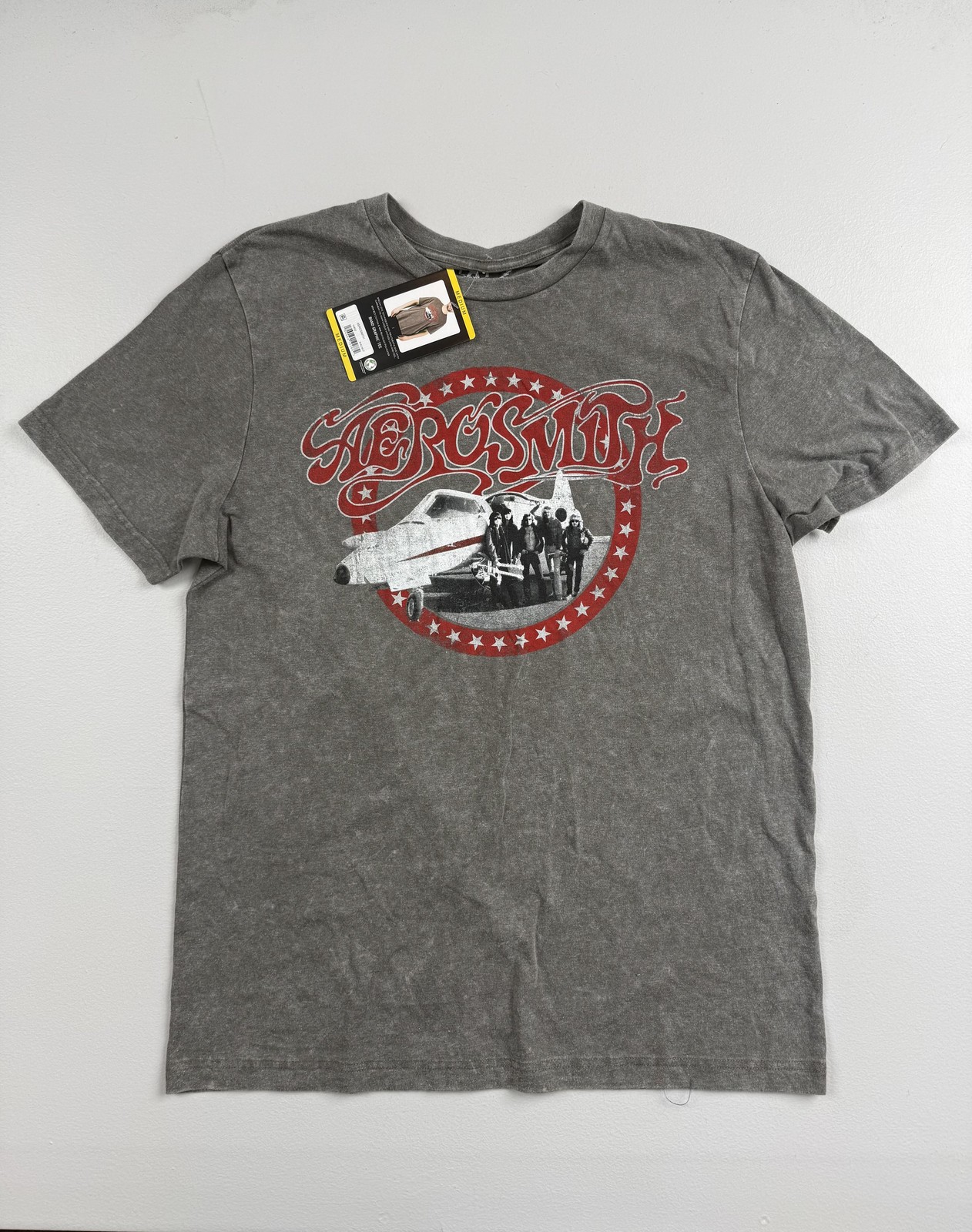 Aerosmith Shirt Mens Medium Gray Airplane Graphic Tee Rock Band Tagless Top gallery