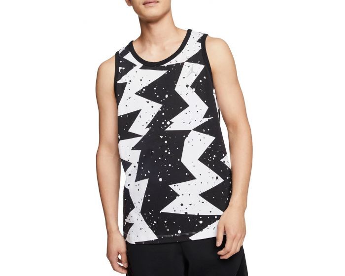 JORDAN PRINTED POOLSIDE TANK TOP MEN SIZE SMALL TO XL BLACK WHITE COMFORT STYLE gallery