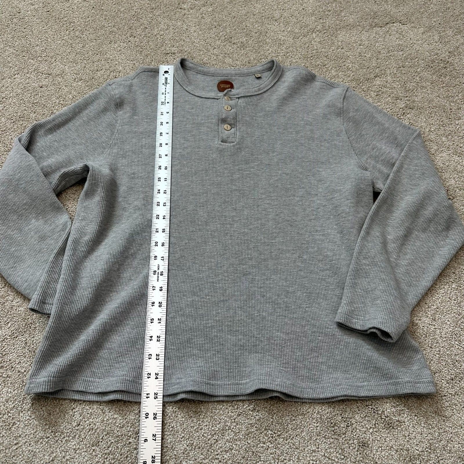 Common People Waffle Long Sleeve Henley Grey Size M/L gallery