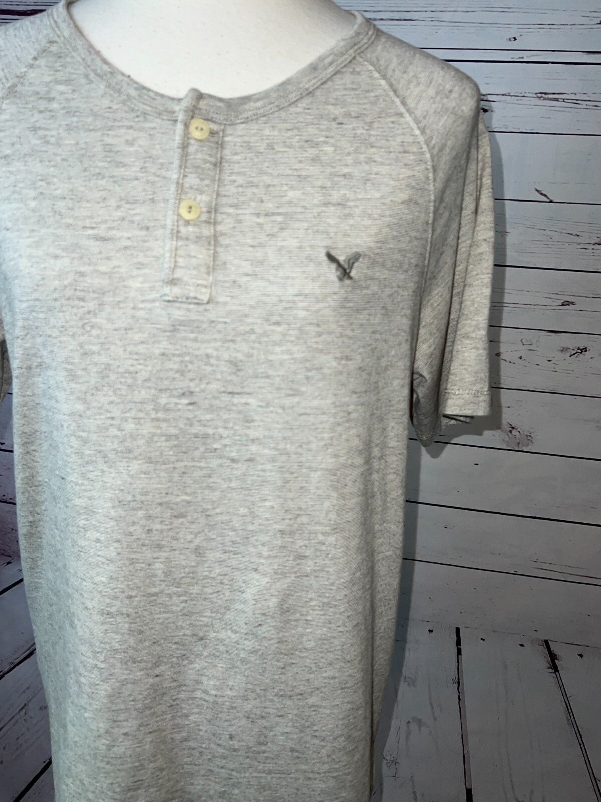 American Eagle Shirt Medium Classic Fit Mens Short sleeve henley Y2K Preppy 80s gallery