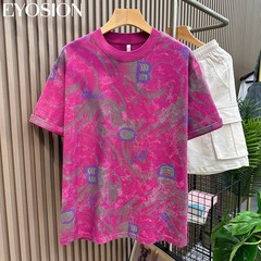Men Designer Abstract Marble Print Cotton T-Shirt Retro Casual Short Sleeve Tee