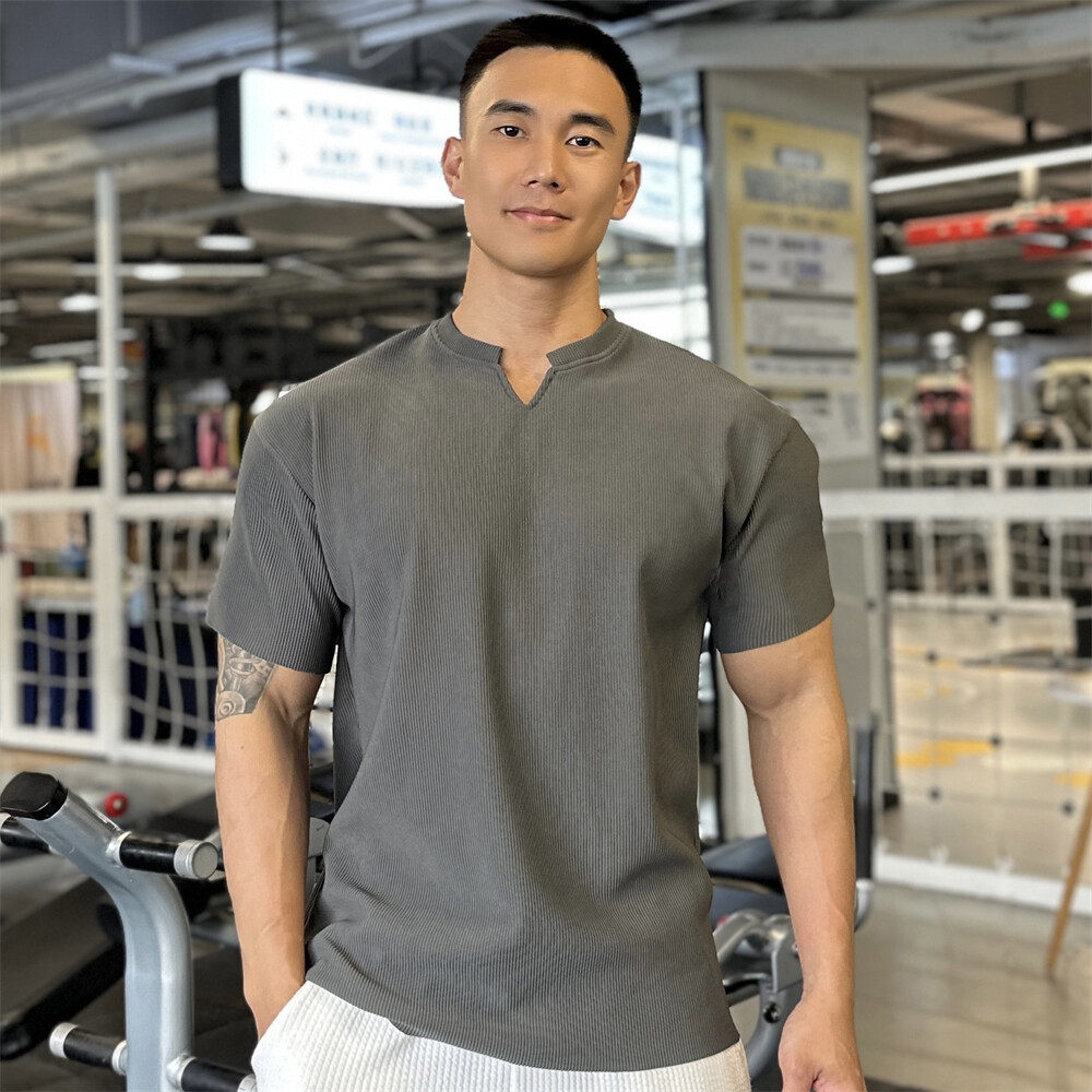 Men's Baggy Short Sleeve T-Shirt Classic Casual Slim V-Neck Shirts gallery