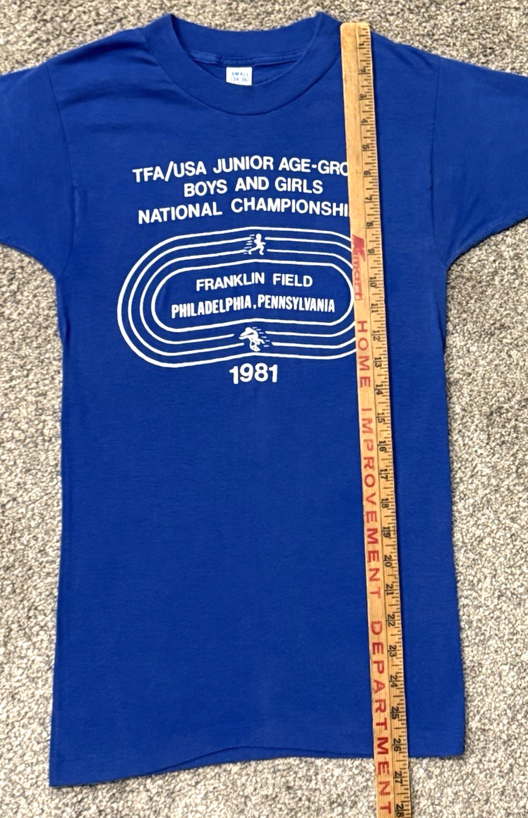 Vintage 1981 TFA USA Track Championships T Shirt Single Stitch USA Made Blue Tee gallery