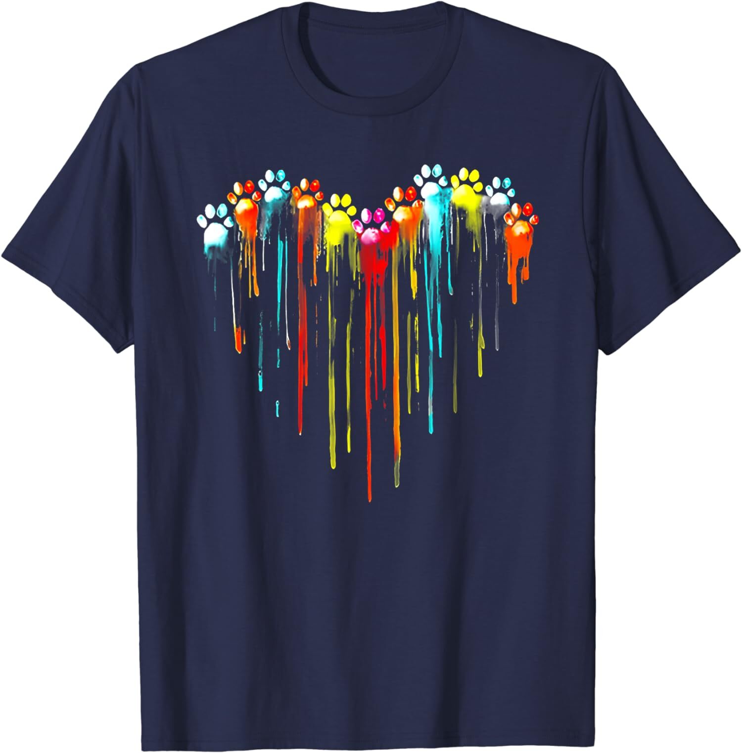 Colorful Dog Paw Heart Print Unisex T-Shirt gallery