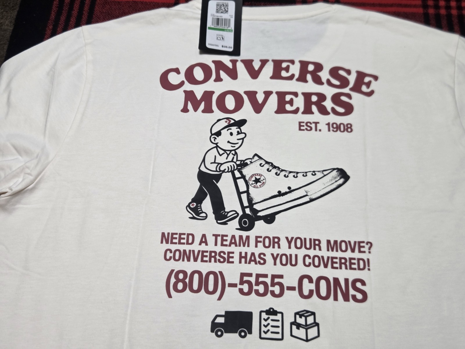 NWT Converse Men's Beige Graphic Print Shortsleeve T-Shirt gallery