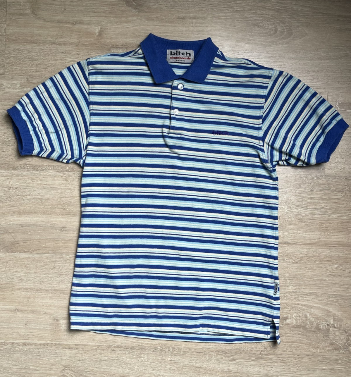 Vintage Bitch Skateboards Striped Button Up Polo T Shirt Men’s Size Medium 90S