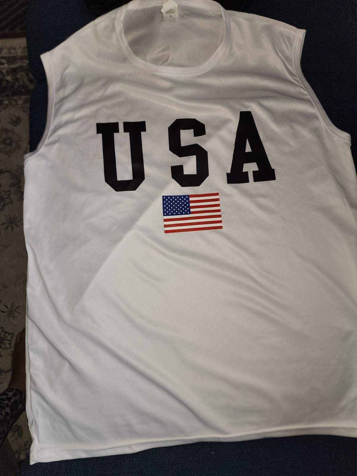 Men's USA Flag Sleeveless Muscle Shirt Size XL gallery