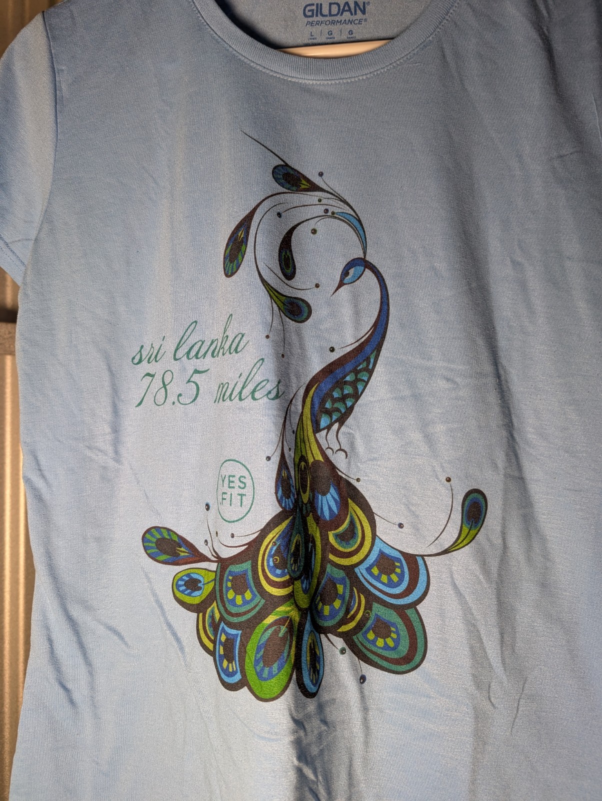 Sri Lanka 78.5 Miles Yes Fit Race T-Shirt Women's Large Blue T-Shirt Peacock gallery