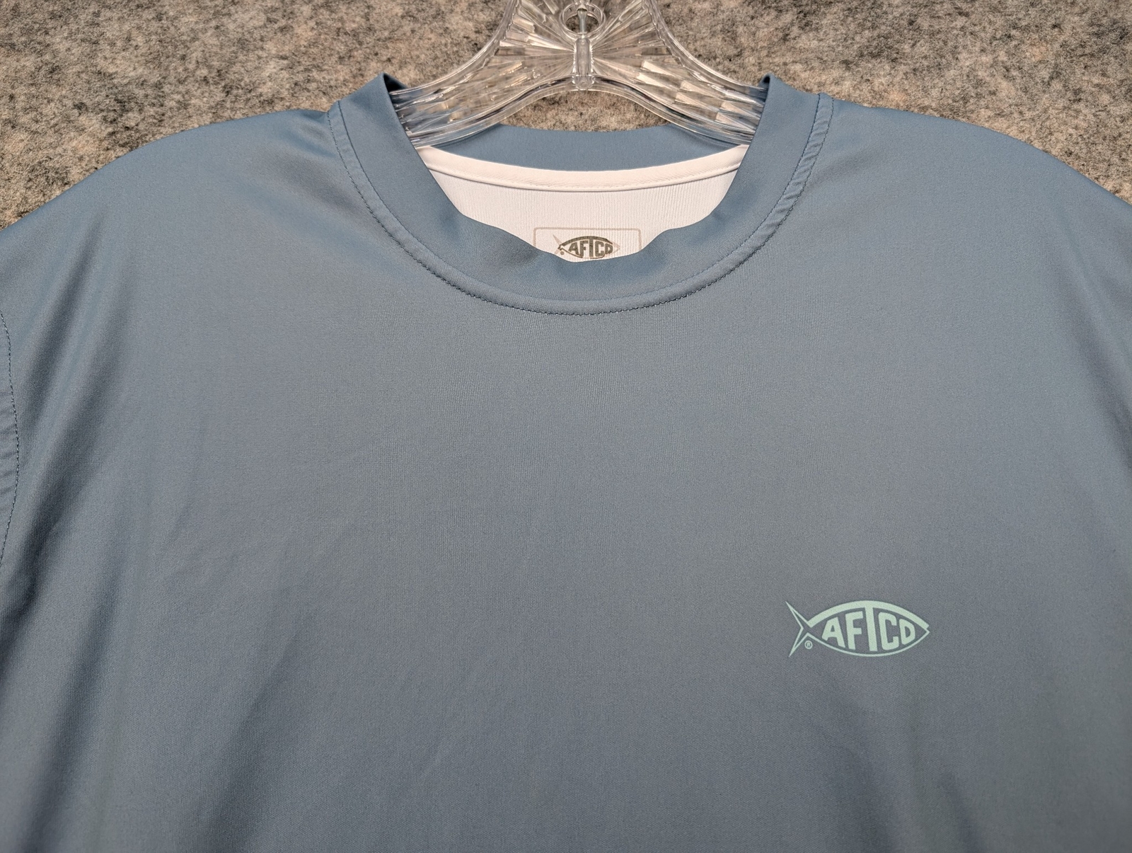 AFTCO Shirt Mens Small Gray Short Sleeve Stretch Performance Fishing gallery