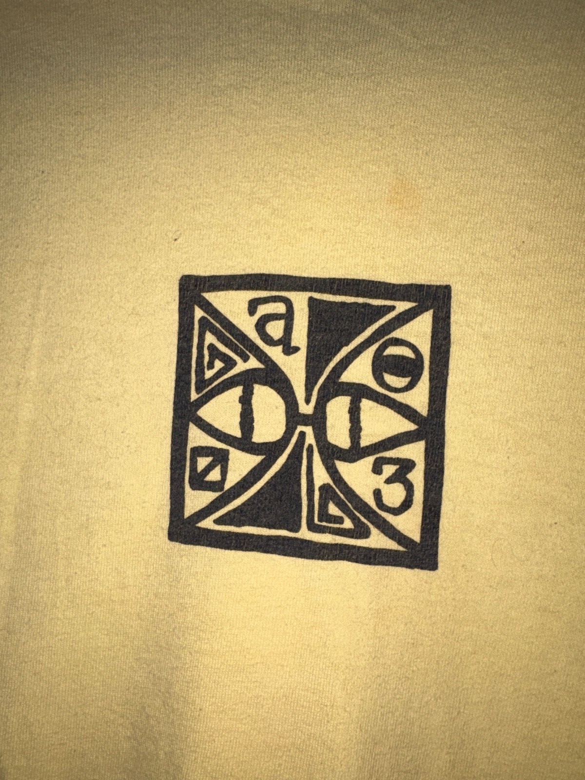 OLD NAVY Short Sleeve Shirt Men's XL-Pale Yellow w Graphic-100% Cotten gallery