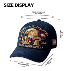 0th Anniversary USA Adjustable Embroidered Baseball Hat Patriotic Design