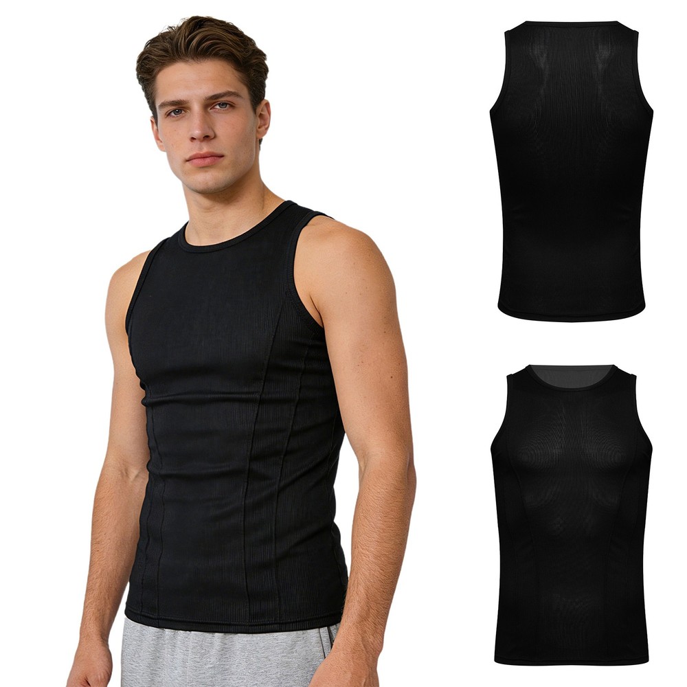 Men’s Tank Top Exercise T-Shirt Round Neck Shirts Daily Wear Vest Fitness Basic
