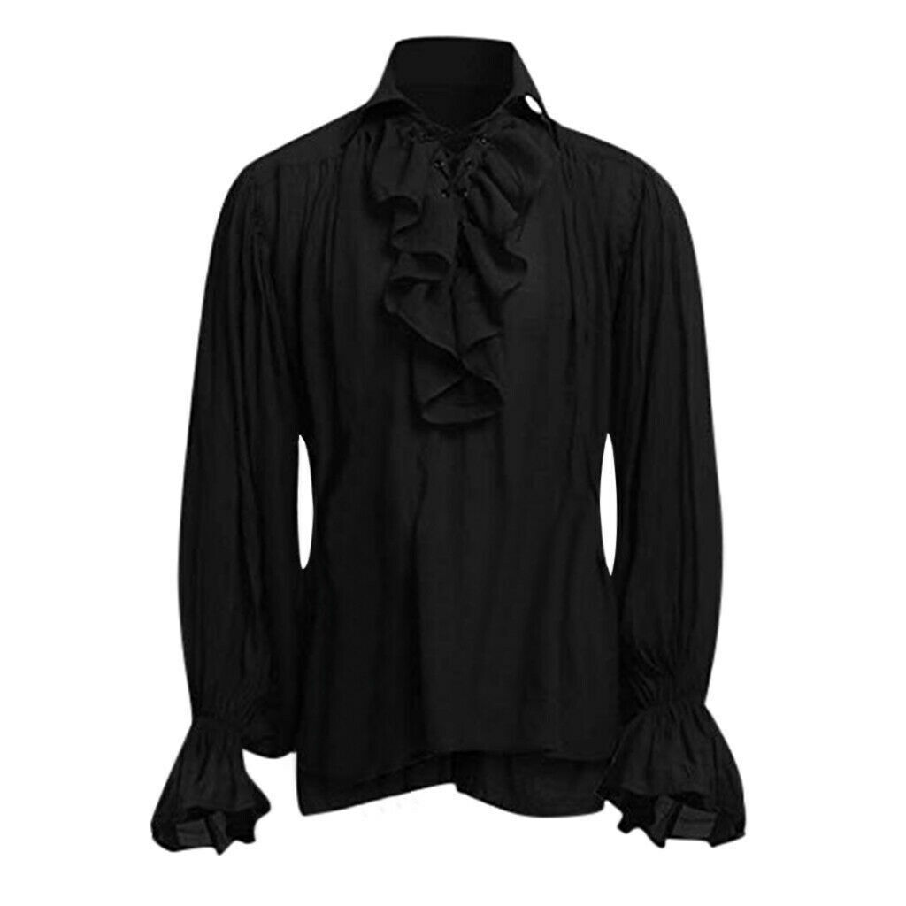 18th Century Men Medieval Renaissance Pirate Duke Long Sleeve Tops Blouse Shirt gallery