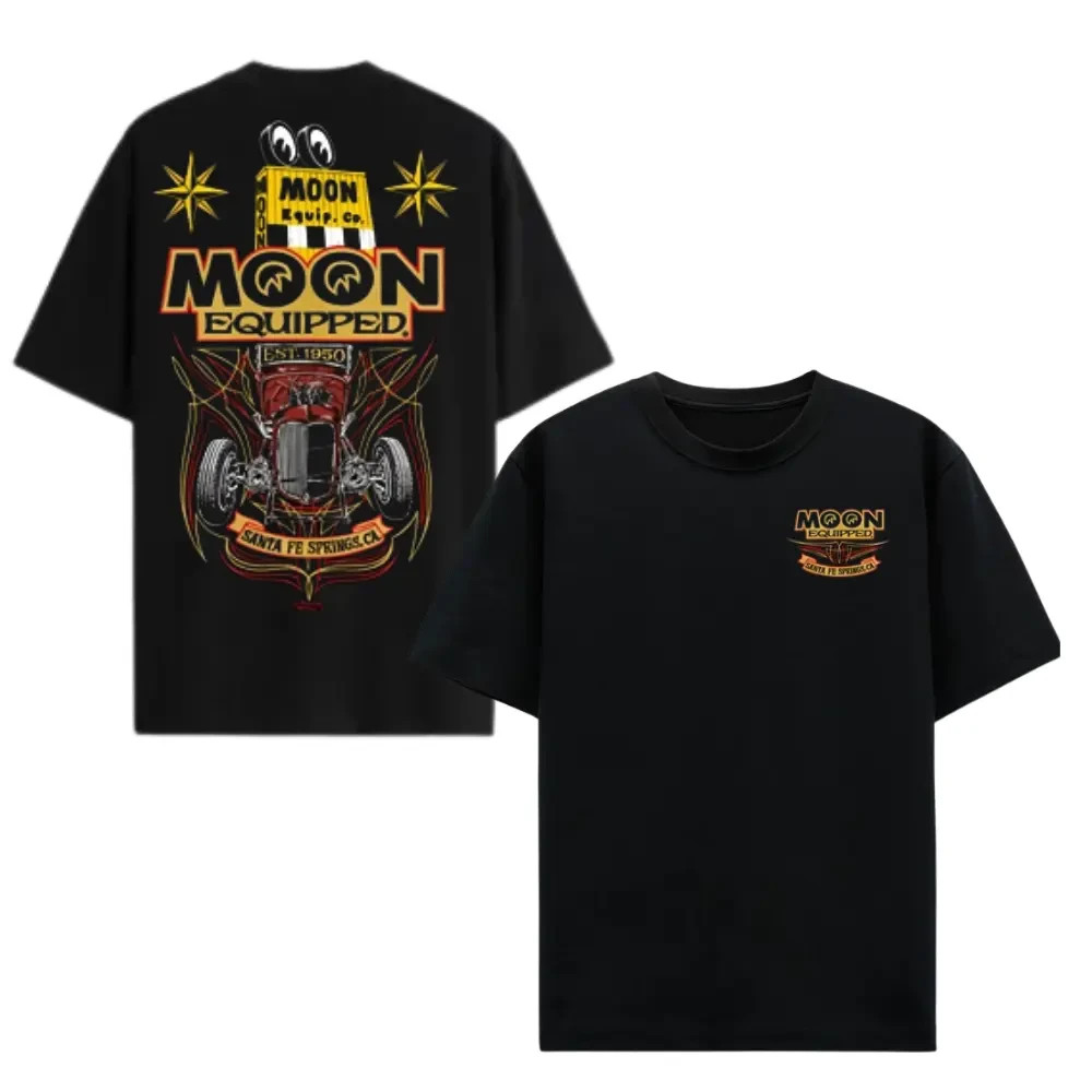 Moon Equipped Vintage Car T-Shirt, Classic Hot Rod Style for Enthusiasts, Casual gallery