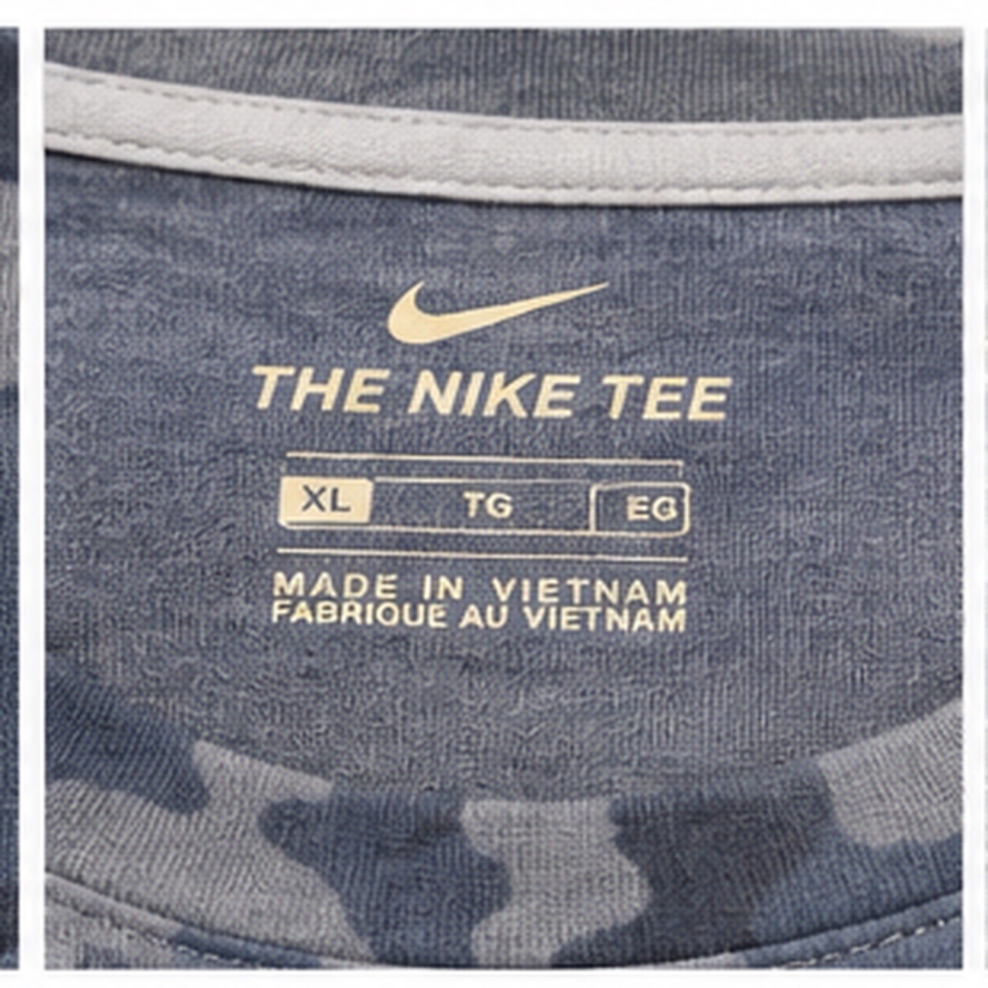 Nike Tee Shirt Mens XL Blue Gray Camo Crew Neck Short Sleeve Casual Logo gallery