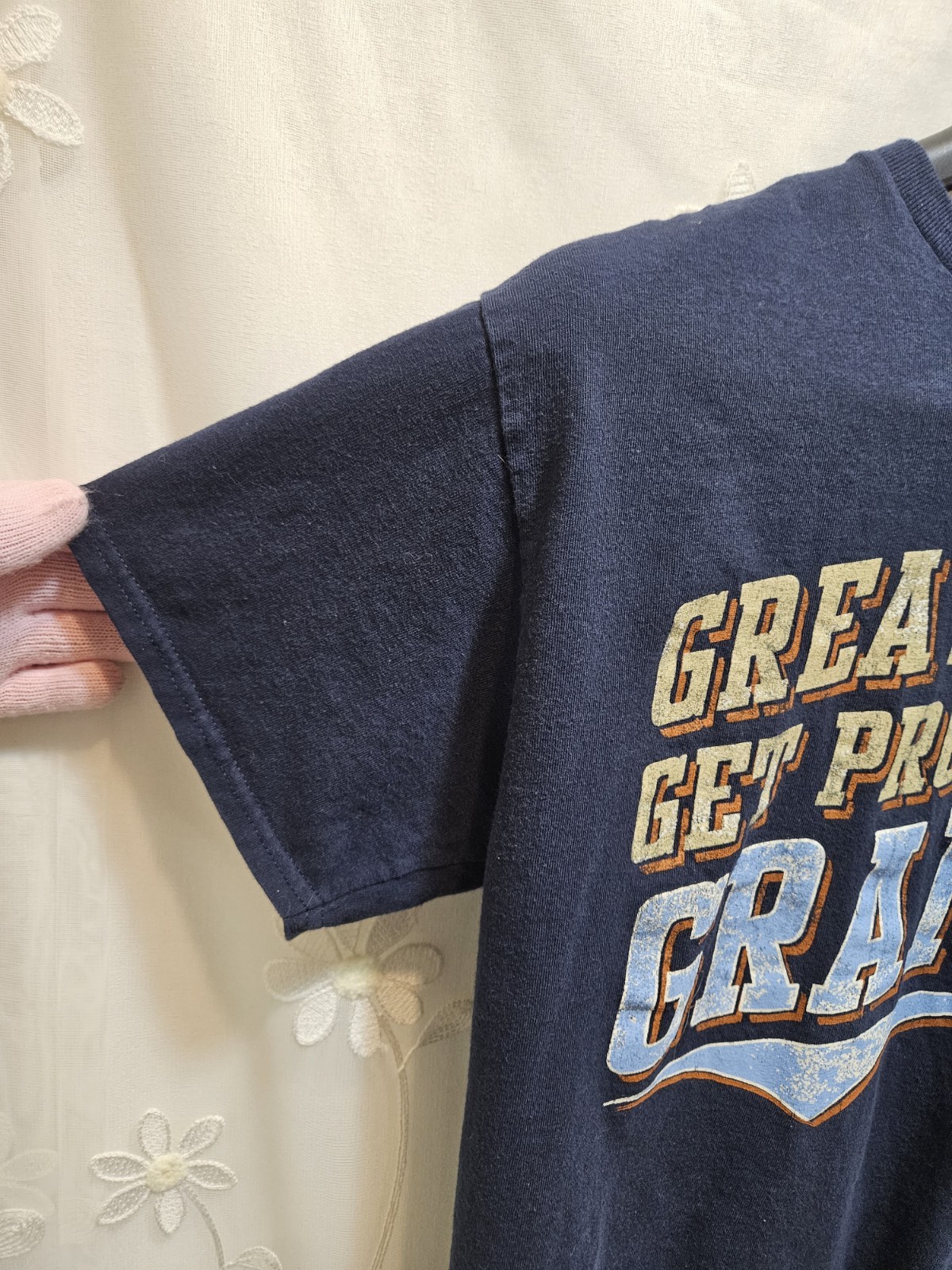 Gildan Mens Large Navy Blue Top Novelty Fathers Day Tribute Family Fits Like Med gallery