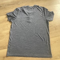 01 Algo Performance Merino Wool Henley Shirt Mens Medium Gray Short Sleeve
