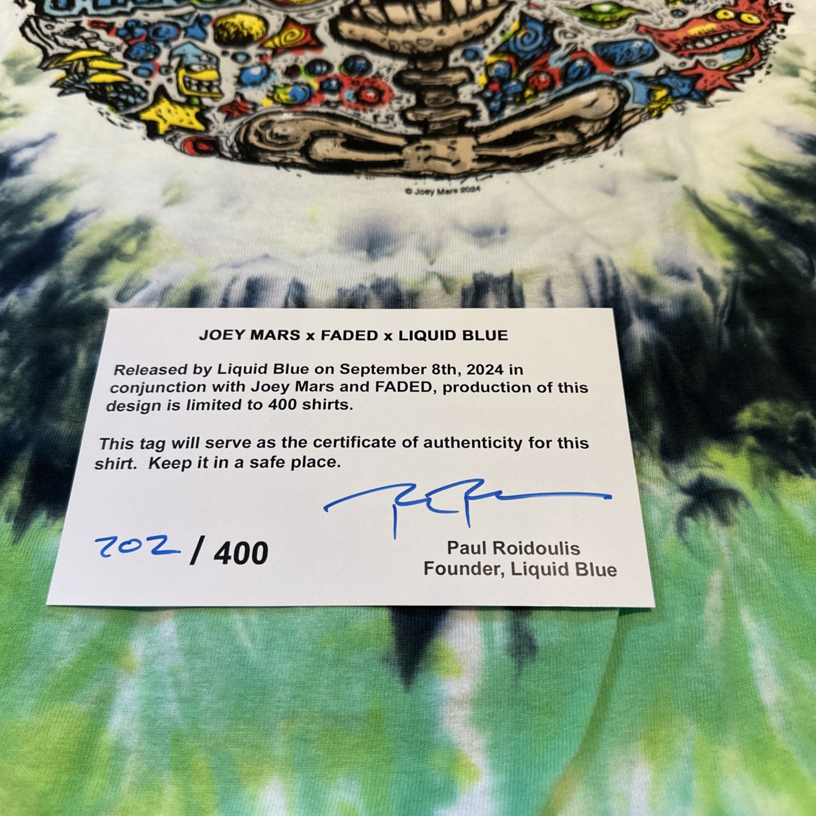 Liquid Blue x Joey Mars x FADED Waterfire Event Shirt Size L #202/400 22x30 COA gallery