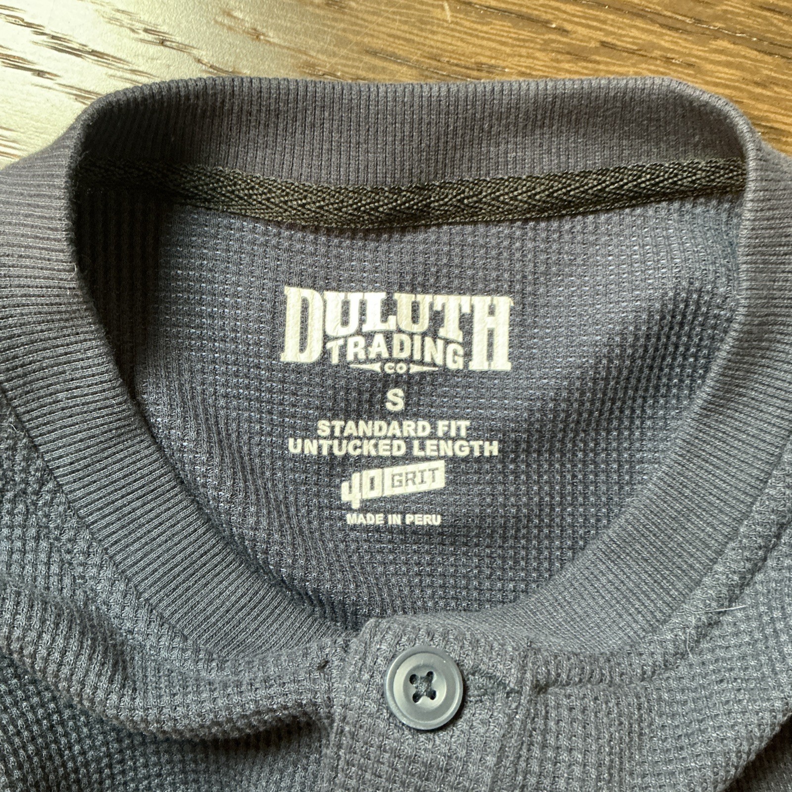 Duluth 40 Grit Henley Thermal Shirt S Standard Fit Untucked Length Blue gallery