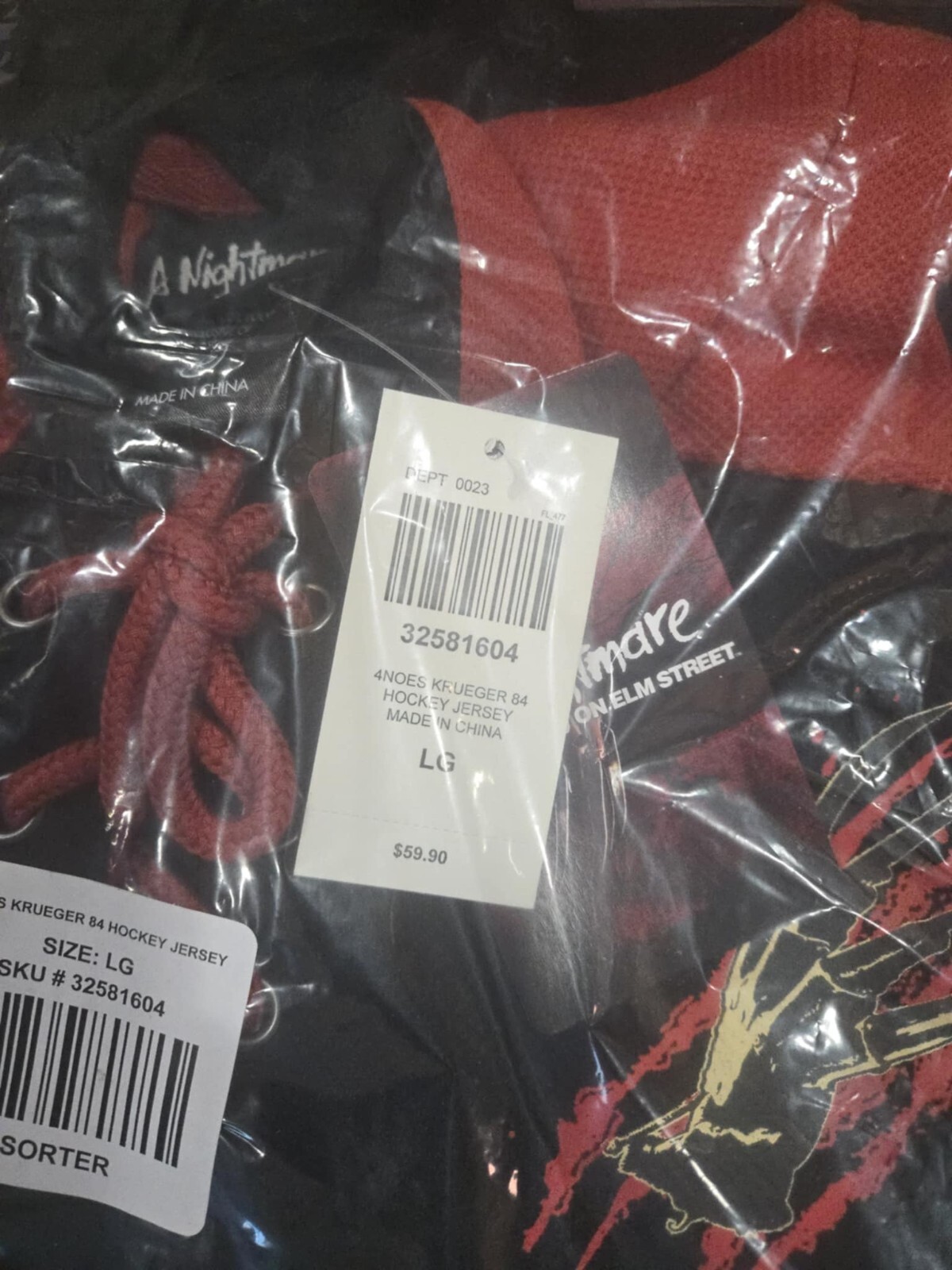 Nightmare on Elm Street Freddy Krueger Hockey Jersey Mens Large NEW! gallery