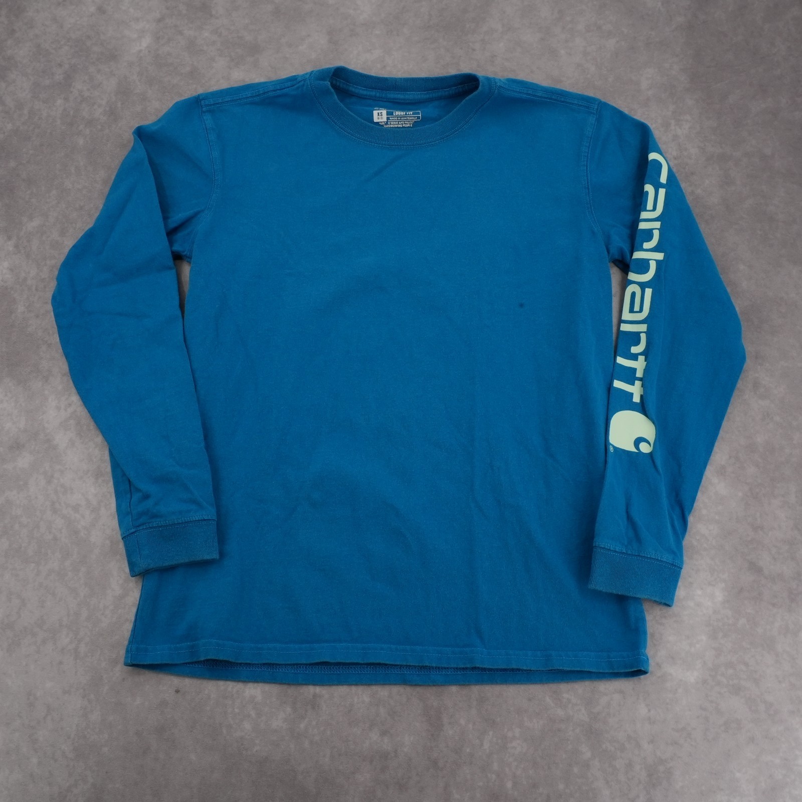 Carhartt Loose Fit Heavyweight Long Sleeve Logo Graphic Tee Atomic Blue Size XS gallery