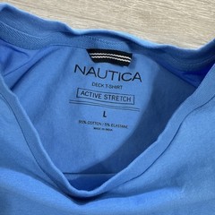 Nautica Deck Shirt Pocket Tee Active Stretch Men’s Blue Cotton Elastane Top L