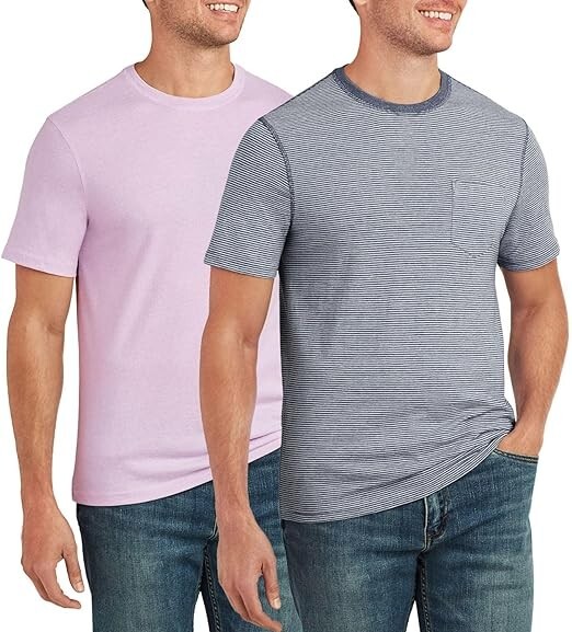 Member’s Mark Men’s 2-Pack Short Sleeve Everyday Soft Wash Tee Size S Purple