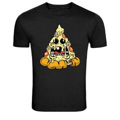 Funny Melting Pizza Monster Graphic T-Shirt Food Cartoon Te