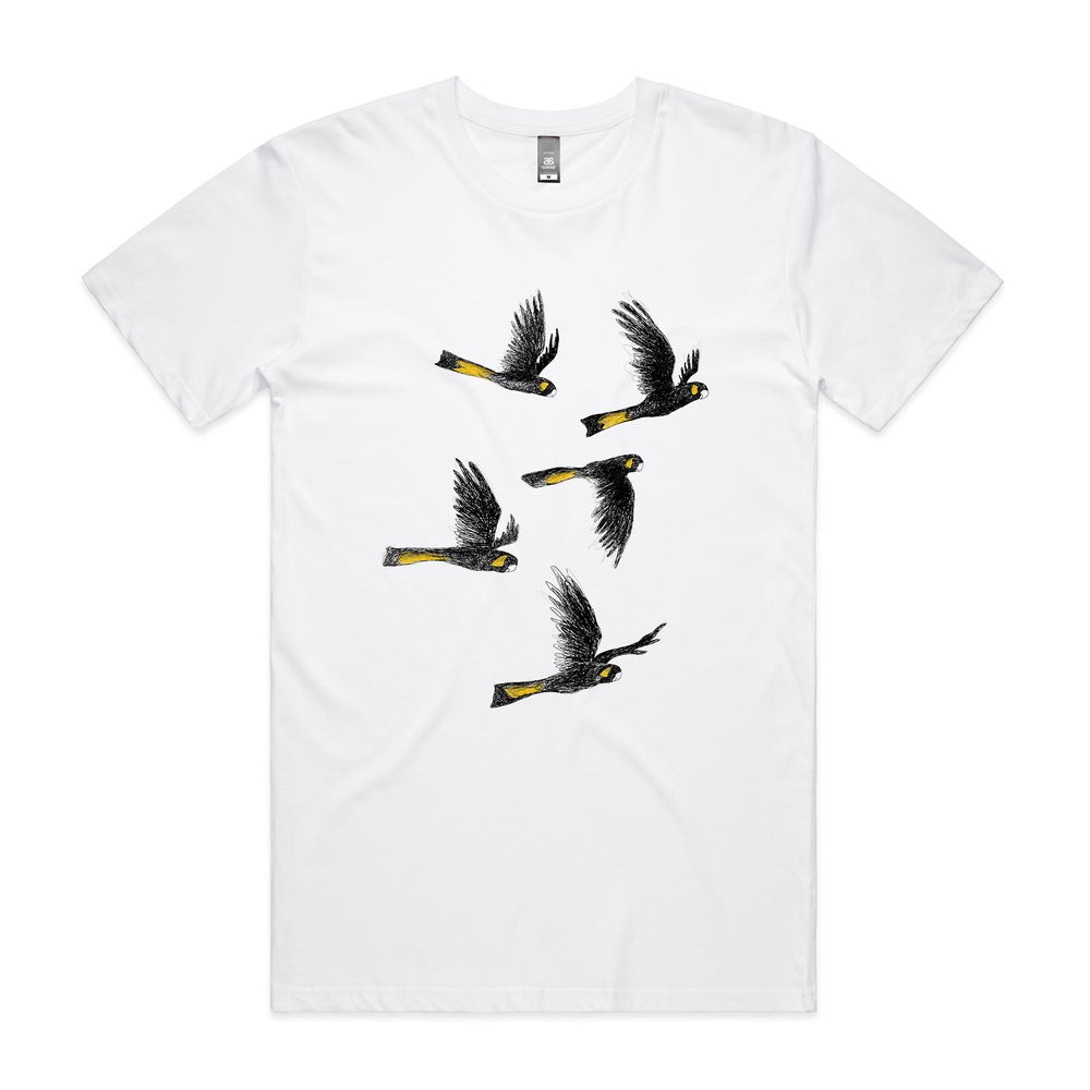 Yellow Tailed Black Cockatoos Tee Australian Bird Wildlife T-Shirt Regular Fit