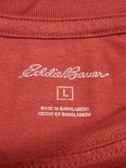 Eddie Bauer Shirt Mens Large Red Solid Tagless Logo Crewneck Tee Cotton Blend