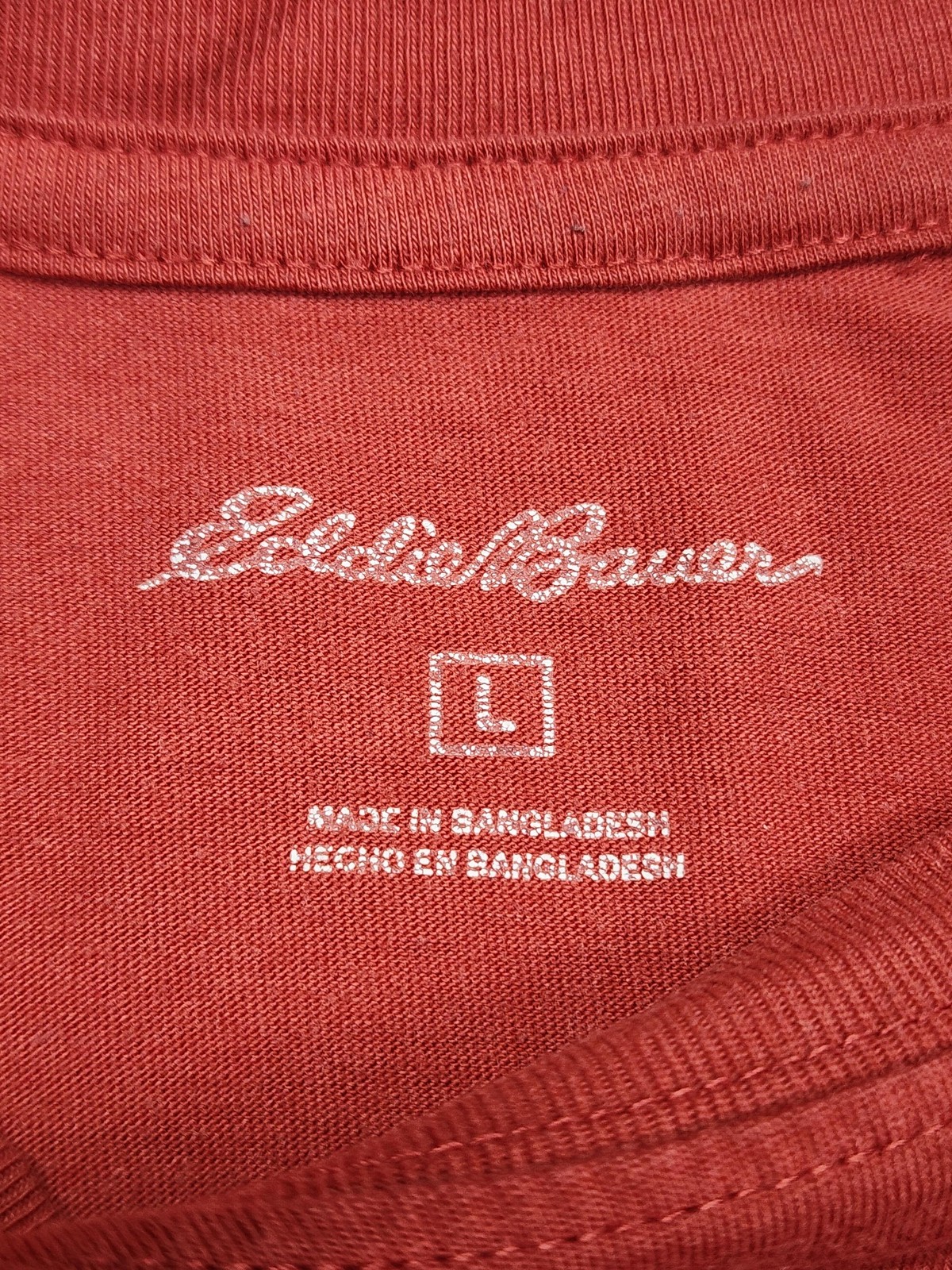 Eddie Bauer Shirt Mens Large Red Solid Tagless Logo Crewneck Tee Cotton Blend gallery