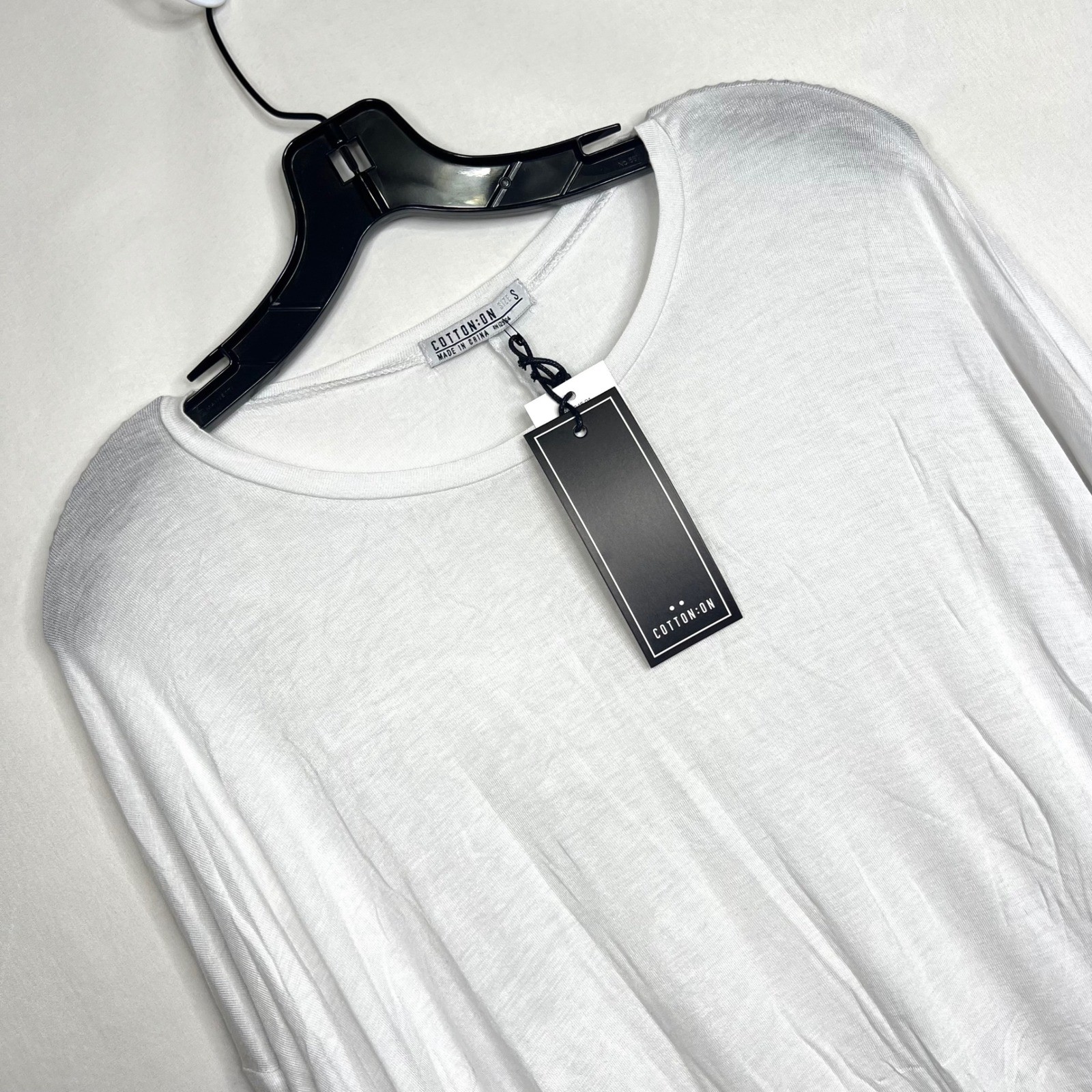 Cotton On White Long Sleeve Top Mens Size S Essi 2 L/S Viscose Blend Casual gallery