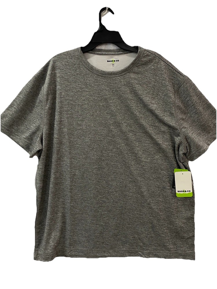 Bass & Co Men’s Hiker Tech Tee Gray 2X or 3X Moisture Wick UPF 50+ Short Sleeve