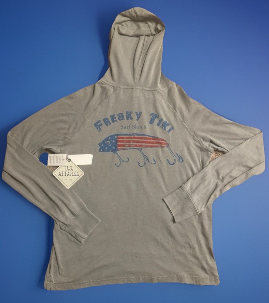 NWT Freaky Tiki Surf Shack Clearwater Beach FL Hood Long Sleeve Shirt Size M