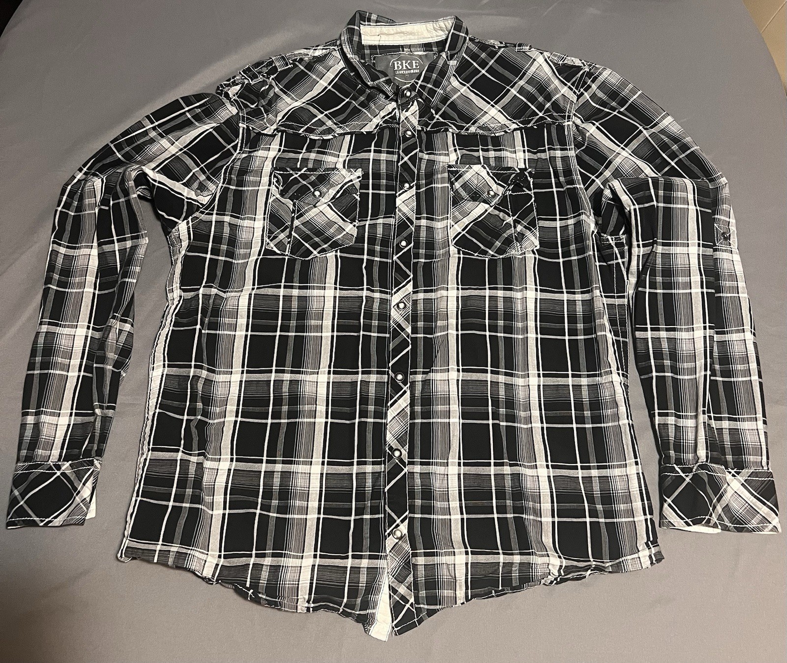Western Plaid Snap Button Up long sleeve Shirt BKE Buckle Mens Standard XL gallery