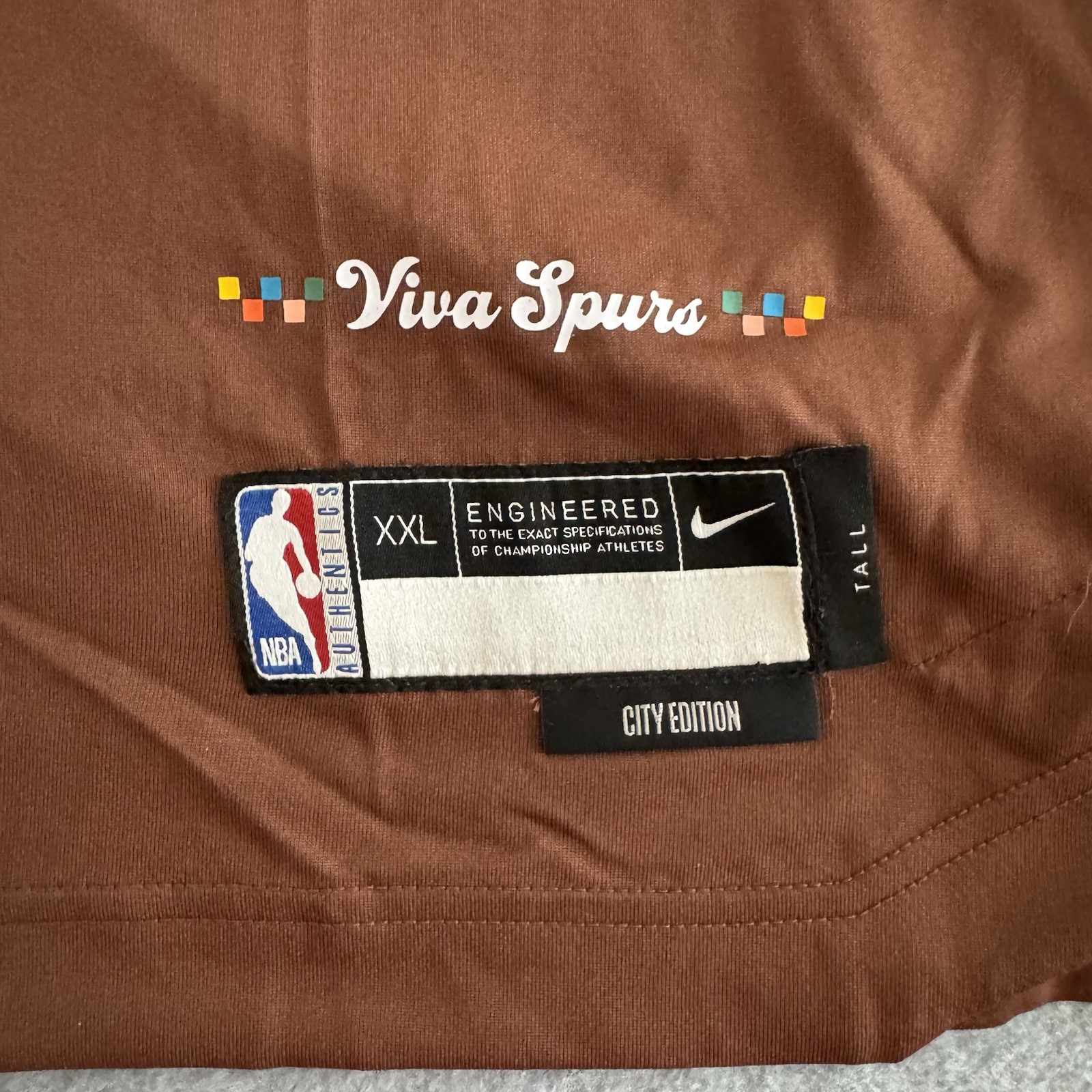 Nike San Antonio Spurs City Edition Brown Short Sleeve Shooting Shirt Size 2XL-T gallery