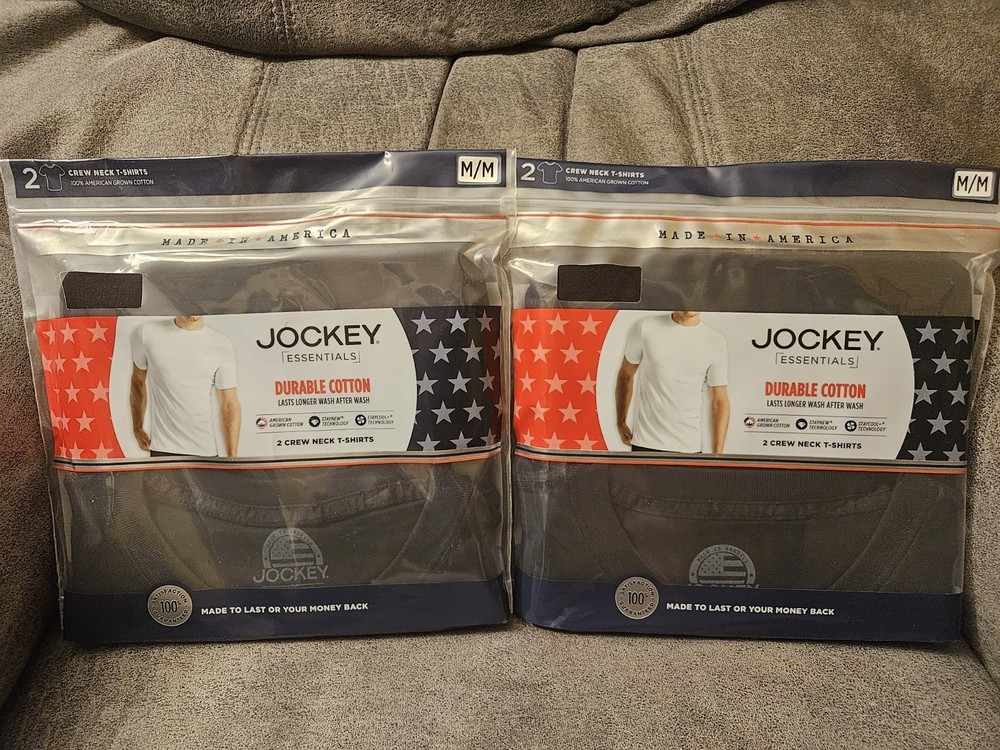 2x Jockey Essentials Men’s Made in America Cotton Crew Neck T-Shirt Med 2 Pack