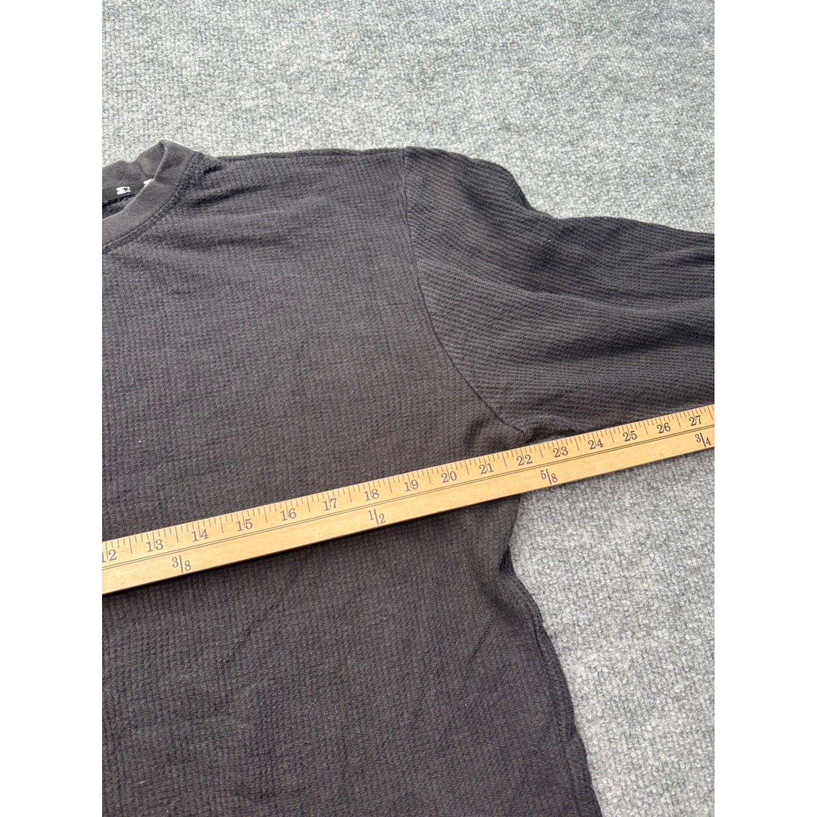 Starter Black Label Mens XXL Black Waffle Knit Thermal Long Sleeve Shirt gallery