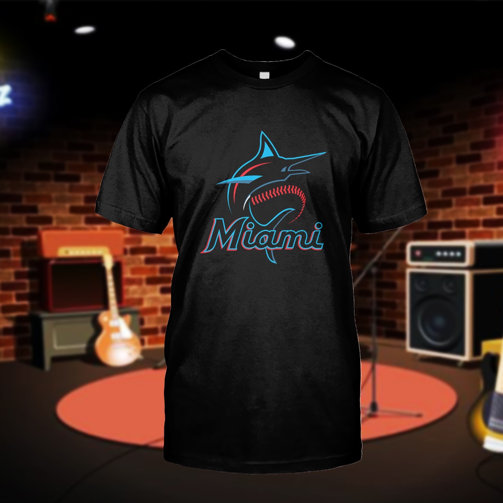 Miami Marlin Logo T-Shirt Funny Size S-5XL Made in USA gallery
