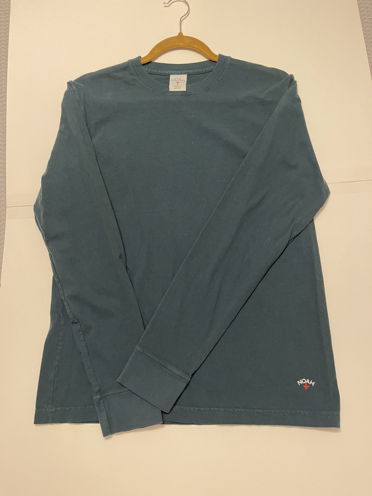 NOAH NYC Long Sleeve T-Shirt Mens S Slim, Teal Blue made in USA gallery